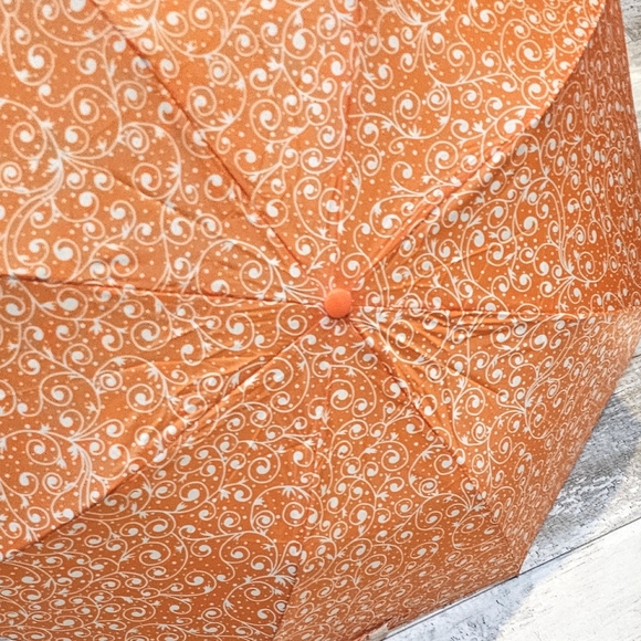 Vintage Christian Dior 70s 80s Orange Paisley pattern Umbrella - Picture 7 of 15